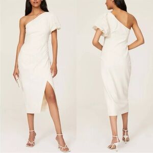 Lauren Ralph Lauren Annona One Shoulder Midi Dress-16-NWT-Winter Cream-Party